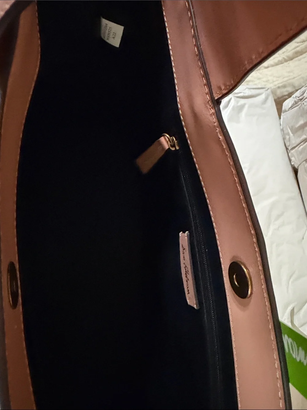 Sam Edelman Peach Pink Leather Tote with Gold Accents